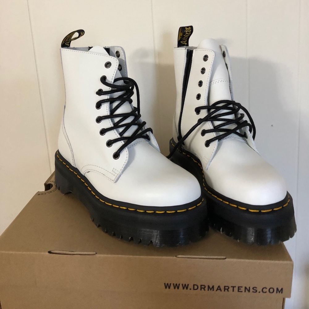 Dr. Martens Jadon White Platform Boots - size 7